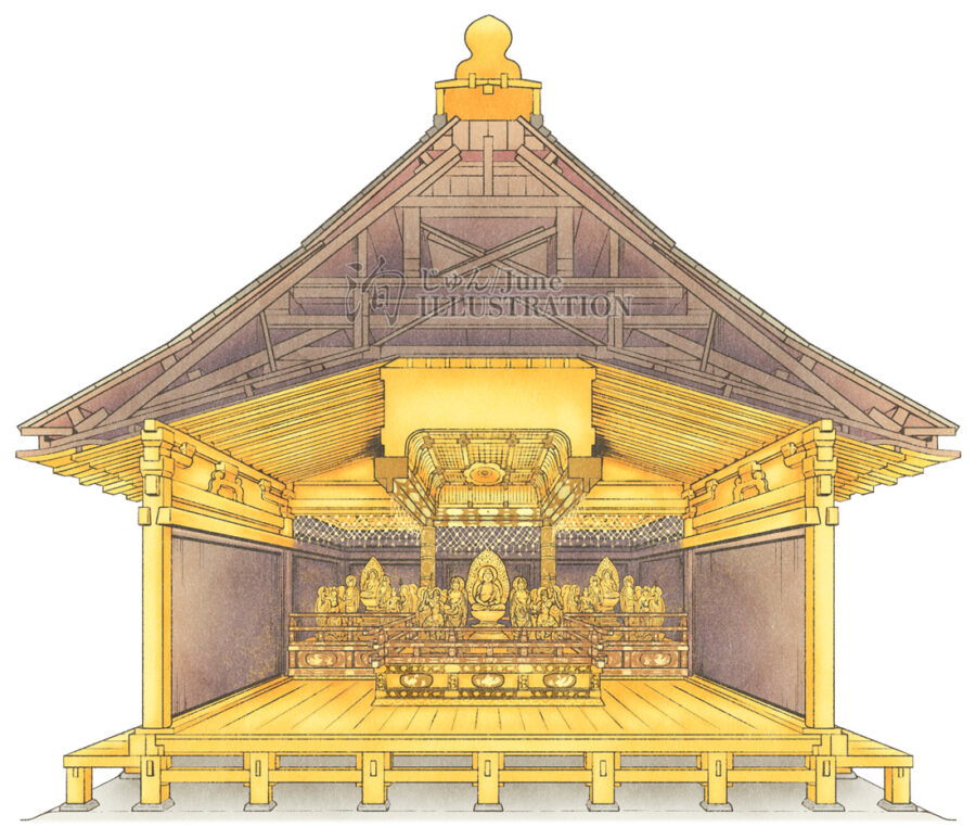 建築知識2026年2月号・「仏像と寺院建築大全」【中尊寺金色堂】解説イラスト