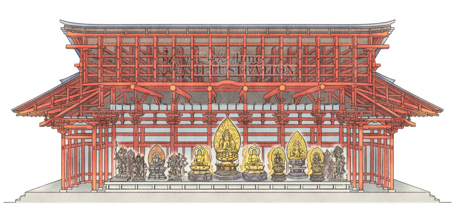建築知識2026年2月号・「仏像と寺院建築大全」【東寺講堂】解説イラスト