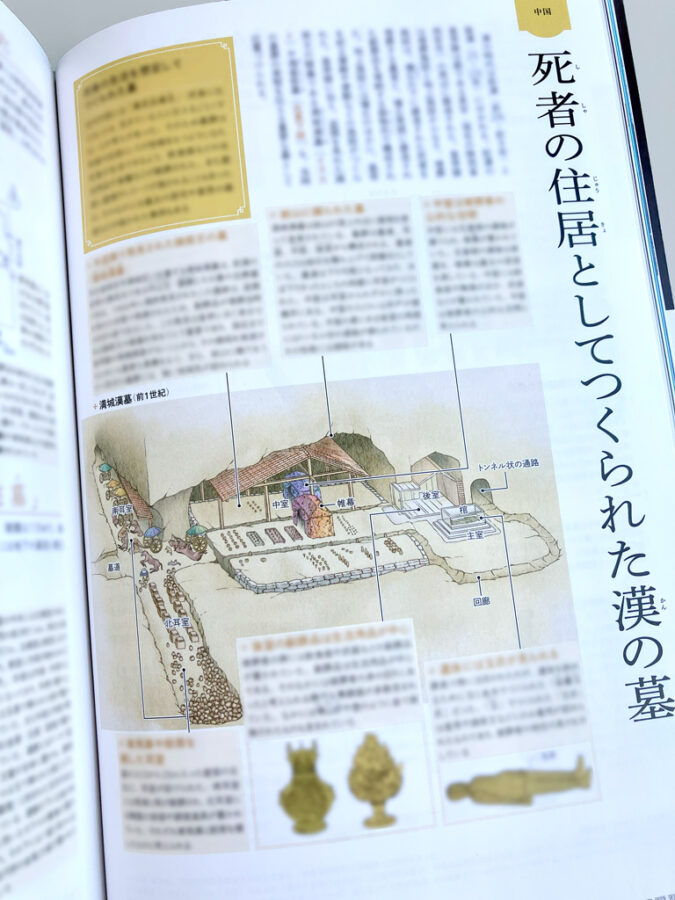 建築知識2026年6月号・「世界の葬送とお墓の詳説絵巻」【満城漢墓】解説イラスト